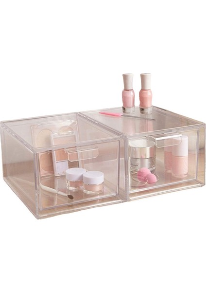 Istiflenebilir Şeffaf Plastik Organizatör Çekmeceleri 3 Parça Set Kozmetik ve Güzellik Malzemelerini Vanity Üzerinde Organize Edin (Yurt Dışından)