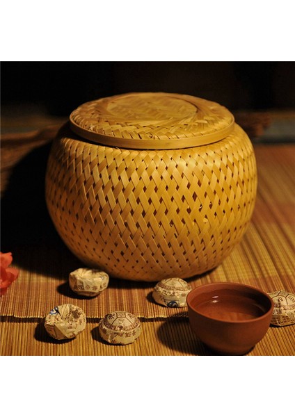 Küçük Eşyaların Saklanması Için Kapaklı 4 Küçük Dekoratif Bambu Sepet Seti El Yapımı ve Örgülü Bambu Saklama Kutusu (Yurt Dışından)