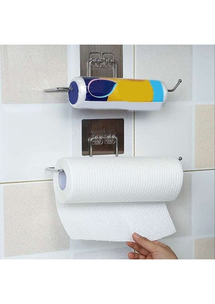 Paslanmaz Çelik Havlu Askısı Mutfak Kağıdı Tutucusu Kendinden Yapışkanlı Asılı Depolama Rafı Banyo Depolama Rafı (Yurt Dışından)