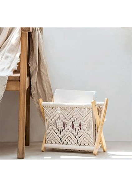 Boho Dergilik, Halat Dokuma Gazetelik, Halat Kumaş Tasarımlı Dergi Sepetleri, Dergilik Depolama (Yurt Dışından)