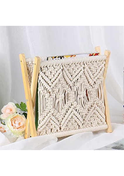 Boho Dergilik, Halat Dokuma Gazetelik, Halat Kumaş Tasarımlı Dergi Sepetleri, Dergilik Depolama (Yurt Dışından)