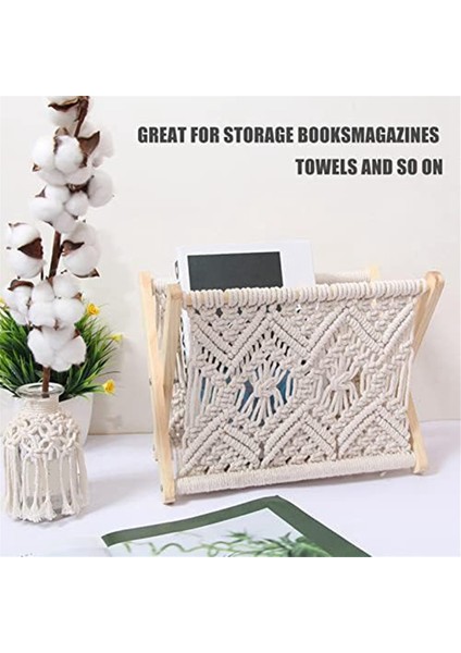 Boho Dergilik, Halat Dokuma Gazetelik, Halat Kumaş Tasarımlı Dergi Sepetleri, Dergilik Depolama (Yurt Dışından)