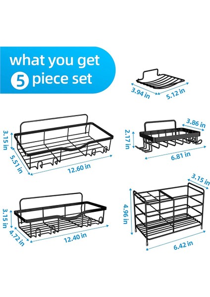 5'li Paket Duş, Kancalı Güçlü Yapışkanlı Duş Organizatör Rafı. Paslanmaz Duvara Monte Duş Rafları (Yurt Dışından) fiyatları
