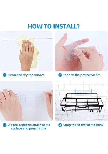 5'li Paket Duş, Kancalı Güçlü Yapışkanlı Duş Organizatör Rafı. Paslanmaz Duvara Monte Duş Rafları (Yurt Dışından) modelleri