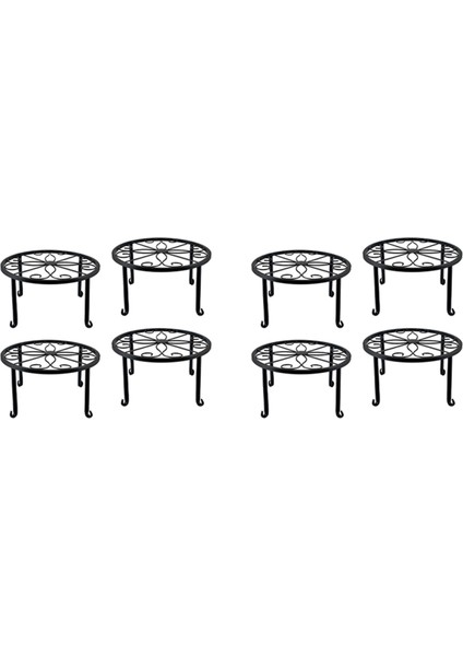 8 Parça Bitki Standı Iç ve Dış Mekan Metal Paslanmaz Bitki Standı, Klasik Saksı Standı-Siyah (Yurt Dışından)