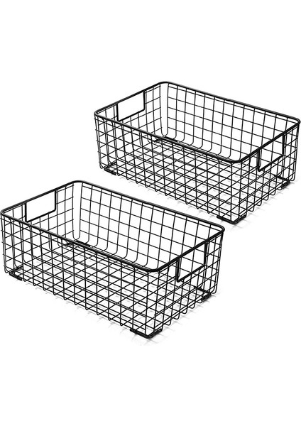 2 Adet Kulplu Tel Saklama Sepetleri, Ev Için Metal Organizatör Sepet Kutuları, Ofis, Kreş, Çamaşır Rafları Organizatör (Yurt Dışından)