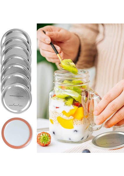 Top/kerr Kavanozları Için Konserve Kapakları Normal Ağız, Silikon Contalı Bölünmüş Tip Metal Kavanoz Kapakları, Gümüş, 14 Parça (Yurt Dışından) indirimleri
