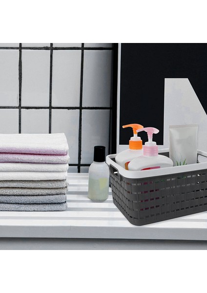 5 Adet Taşınabilir Plastik Örgü Saklama Sepetleri Masaüstü Mutfak Yatak Odası Banyo Saklama Kutuları Dolap Ofis Için Koyu Gri (Yurt Dışından)