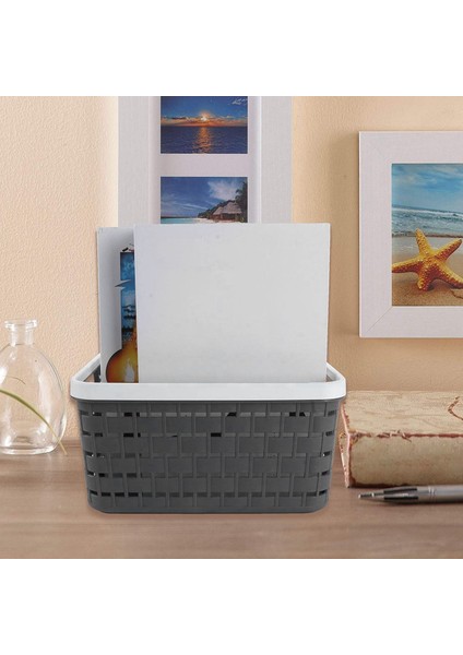 5 Adet Taşınabilir Plastik Örgü Saklama Sepetleri Masaüstü Mutfak Yatak Odası Banyo Saklama Kutuları Dolap Ofis Için Koyu Gri (Yurt Dışından)