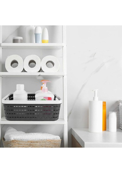 5 Adet Taşınabilir Plastik Örgü Saklama Sepetleri Masaüstü Mutfak Yatak Odası Banyo Saklama Kutuları Dolap Ofis Için Koyu Gri (Yurt Dışından)