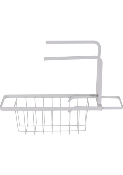 Ayarlanabilir Karbon Lavabo Drenaj Raf Sünger Sabun Sepeti Sünger Tutucu Ev Mutfak Için Havlu Askısı ile Teleskopik Beyaz (Yurt Dışından)