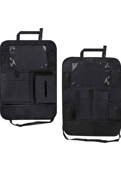 Araba Arka Koltuk Depolama Rafı Basın Ekranı Tablet Bilgisayar Braketi Kickpad Kağıt Havlu Kutusu Kitap Çantası Çoklu Depolama (2 Paket), Siyah (Yurt Dışından)