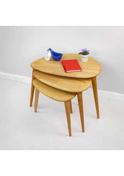 Ercol Style Masif Gerçek Kestane Ağacı Zigon Orta Sehpa Takımı, Oturma Odası Mobilya, Zigon 3^lü Set fiyatları