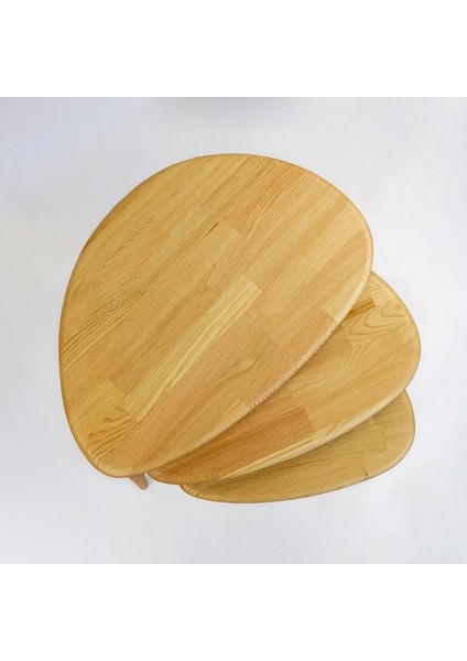 Ercol Style Masif Gerçek Kestane Ağacı Zigon Orta Sehpa Takımı, Oturma Odası Mobilya, Zigon 3^lü Set indirimleri