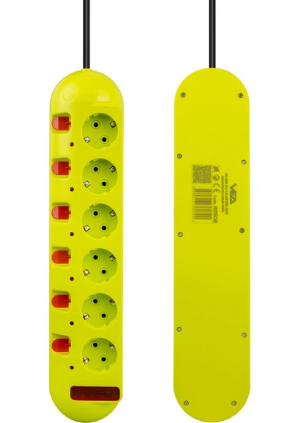 VE-E60 6'lı 1.5 Metre Ayrı Anahtarlı Grup Priz