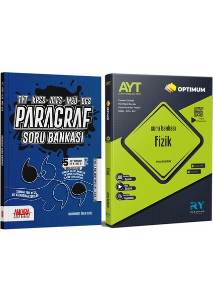 AYT Fizik ve Ankara Kitap Merkezi Yayınları Paragraf Soru Bankası Seti 2 Kitap