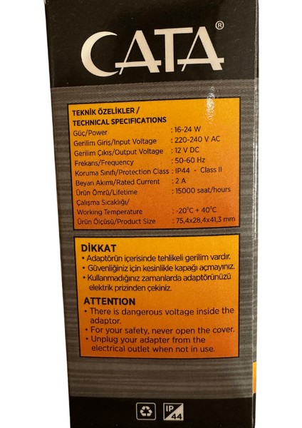 CT-2551 2 Amper 220V Fişli Adaptör