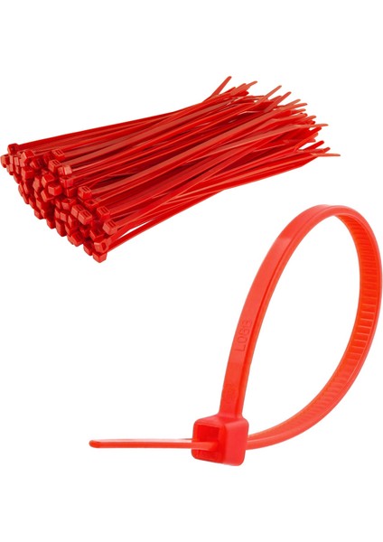 Kablo Bağı Kırmızı 20 cm 3.6 mm Plastik Cırt Kelepçe Naylon (100 Adet) Jameson JKB-3620K