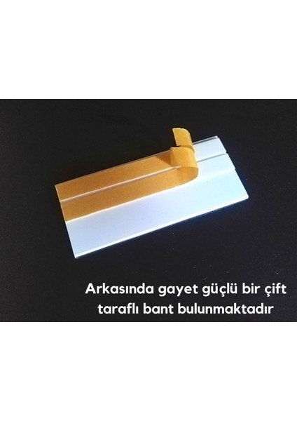 Şeffaf Etiket 10 Adet Raf Önü Için Yapışkanlı Beyaz Etiketlik 10X4 cm Pvc Koruma Cepli Profil 10X4 cm Etiketlik