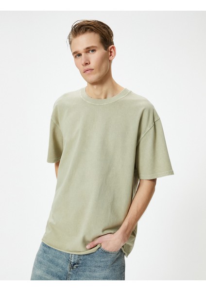 Oversize T-Shirt Yıkamalı Bisiklet Yaka Kısa Kollu modelleri