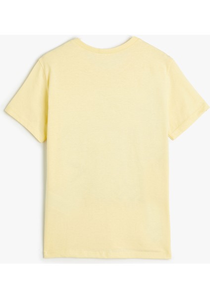 T-Shirt Timsah Baskılı Pullu Payetli Kısa Kollu Bisiklet Yaka Pamuklu fiyatları