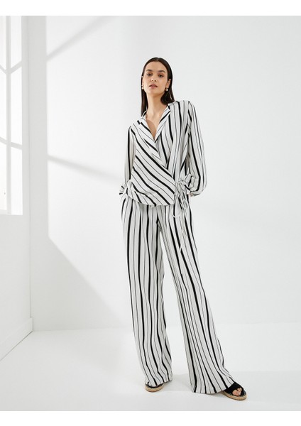 Bol Paça Pantolon Yüksek Bel Rahat Kesim Dokulu fiyatları