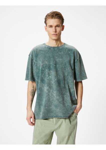 Oversize T-Shirt Yıkamalı Bisiklet Yaka Kısa Kollu modelleri