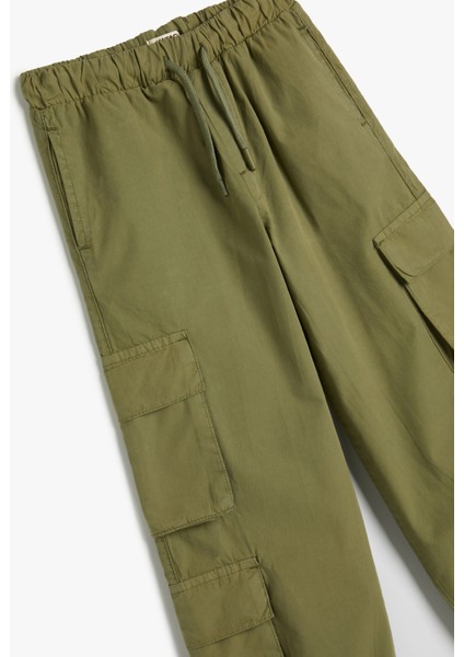 Jogger Kargo Pantolon Pamuklu Beli Bağlamalı Cepli
