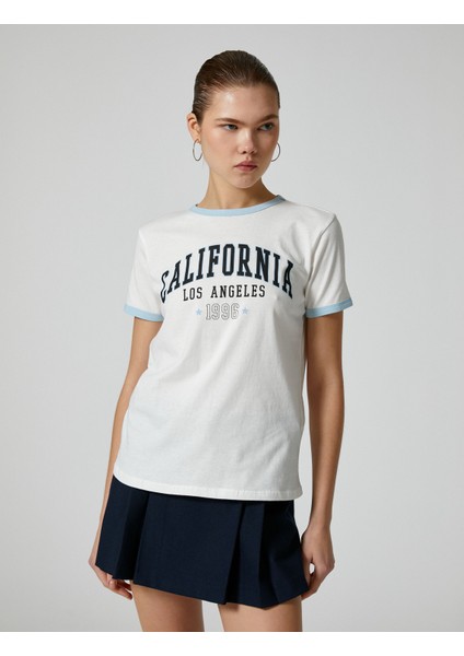 Kolej T-Shirt Kısa Kollu Bisiklet Yaka Pamuklu modelleri