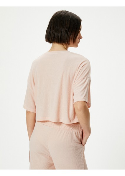 Pijama Üstü Tişört Kısa Kollu Bisiklet Yaka Modal fırsatları