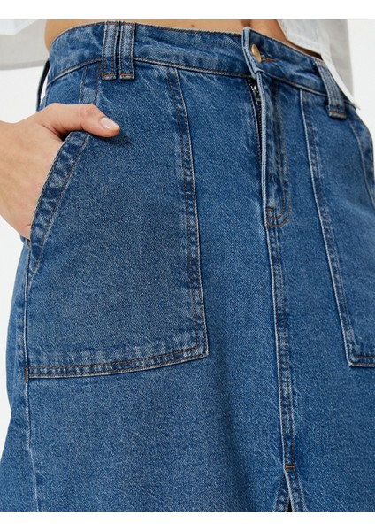 Uzun Kot Etek Önden Yırtmaç Detaylı Cepli Pamuklu indirimleri