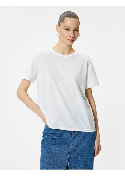 Oversize T-Shirt Soluk Efektli Kısa Kollu Bisiklet Yaka Pamuklu modelleri