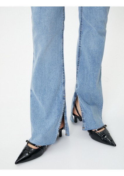 Ispanyol Paça Kot Pantolon Yırtmaç Detaylı Dar Kesim Standart Bel - Victoria Slim Jeans indirimleri