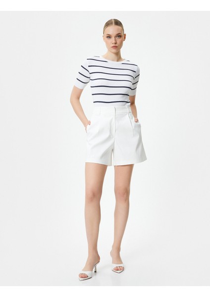 Kısa Kollu Kazak Triko Bisiklet Yaka Jakarlı Dokulu fiyatları