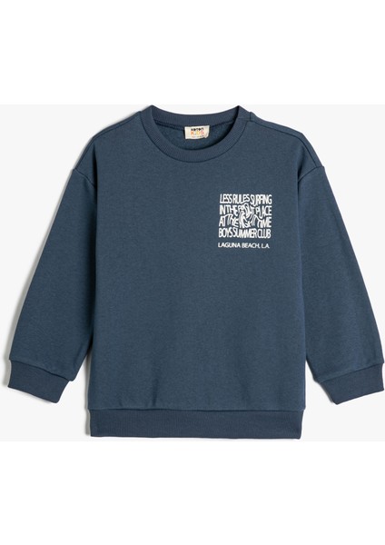 Sweatshirt Arkası Baskılı Slogan Temalı Uzun Kollu