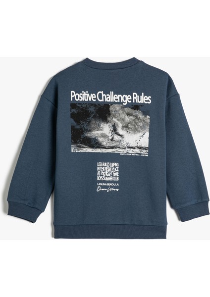 Sweatshirt Arkası Baskılı Slogan Temalı Uzun Kollu