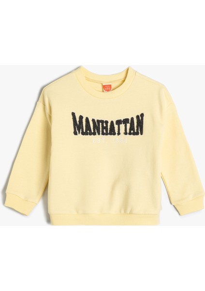 Sweat Manhattan Baskılı Uzun Kollu Bisiklet Yaka Pamuklu