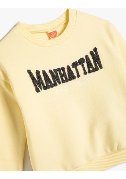 Sweat Manhattan Baskılı Uzun Kollu Bisiklet Yaka Pamuklu