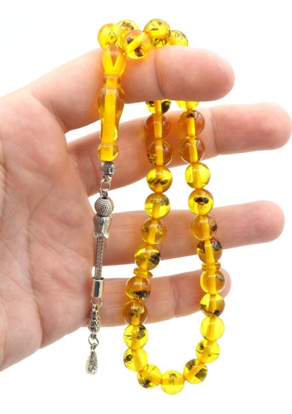 Küre Kesim Karınca Fosilli Toz Kehribar Tesbih 10 mm fırsatları