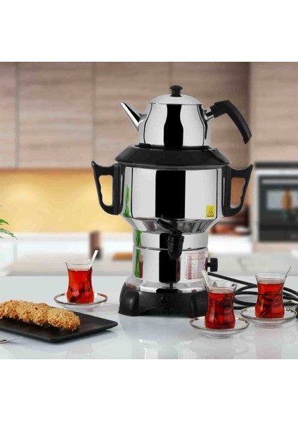 Aldente Siyah Klasik Elektrikli Semaver 4.5 Litre