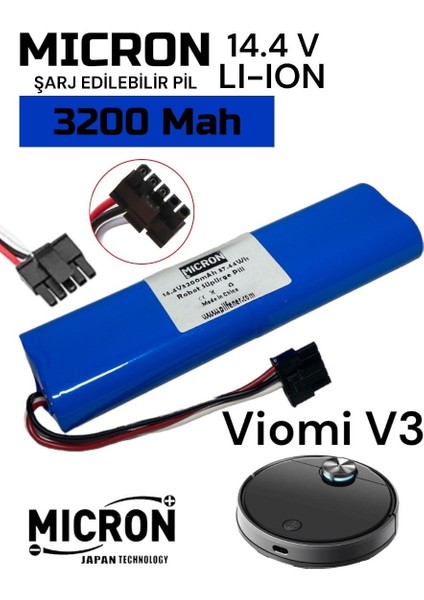 Viomi V3 Uyumlu 14.4V 3200 Mah Robot Süpürge Batarya , Pil Orijinal Kapasite