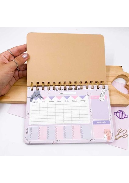 Kawai Kore Kırtasiye Kedi Pati Haftalık Günlük Hatırlatıcı Planlayıcı Defter Weekly Planner 52 Sayfa 18*12 cm Ölçüler