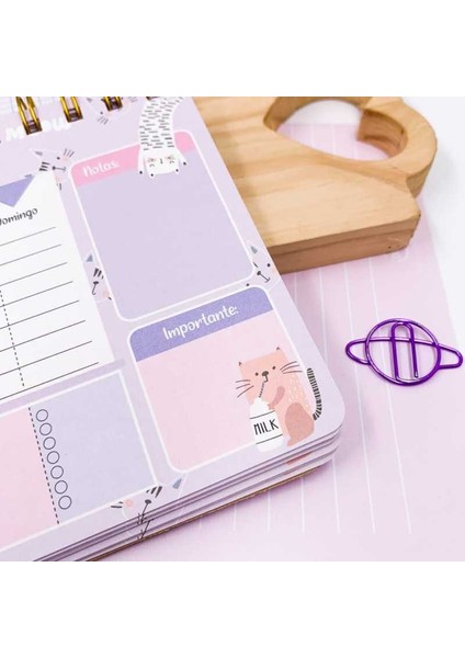 Kawai Kore Kırtasiye Kedi Pati Haftalık Günlük Hatırlatıcı Planlayıcı Defter Weekly Planner 52 Sayfa 18*12 cm Ölçüler