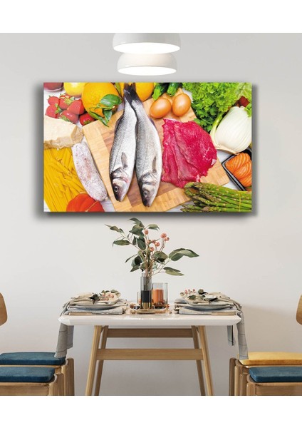 Balık Yumurta Et Besinler Mutfak Cam Tablomiyrem 36X23-MIYREM