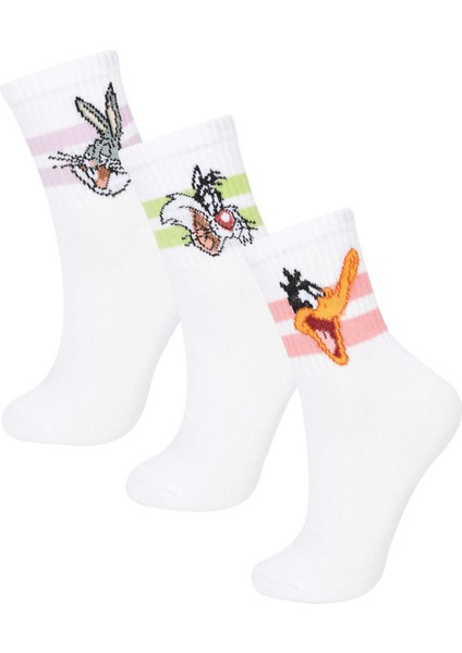 Kadın Looney Tunes 3'lü Pamuklu Soket Çorap B8757AXNS fiyatları