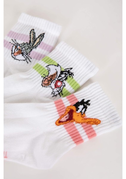 Kadın Looney Tunes 3'lü Pamuklu Soket Çorap B8757AXNS indirimleri