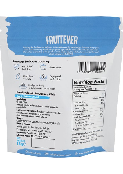 Freeze Dried Çilek Dondurularak Kurutulmuş 15 gr 3'lü Paket