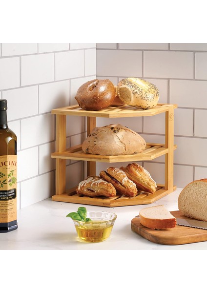 Bambu 3 Katlı Köşe Raf