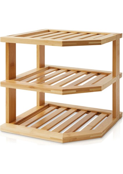 Bambu 3 Katlı Köşe Raf