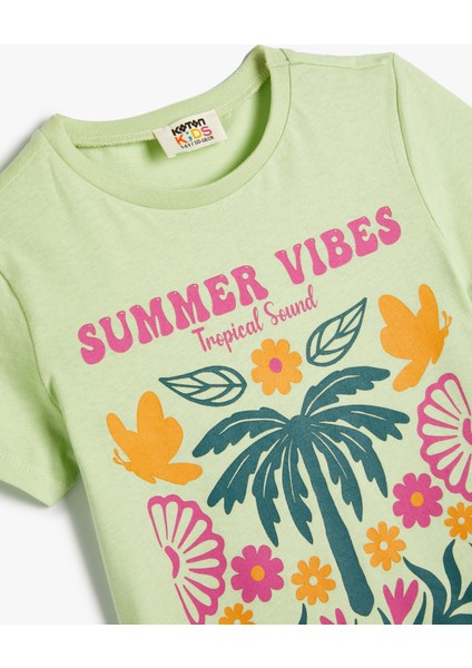 T-Shirt Yaz Temalı Kısa Kollu Bisiklet Yaka Pamuklu modelleri